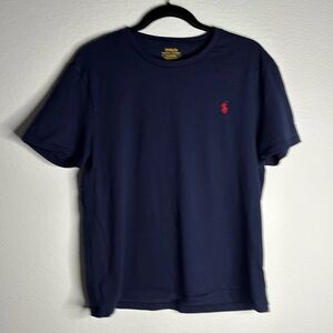 POLO Ralph Lauren Cotton Navy crew neck t shirt custom slim fit SIZE L